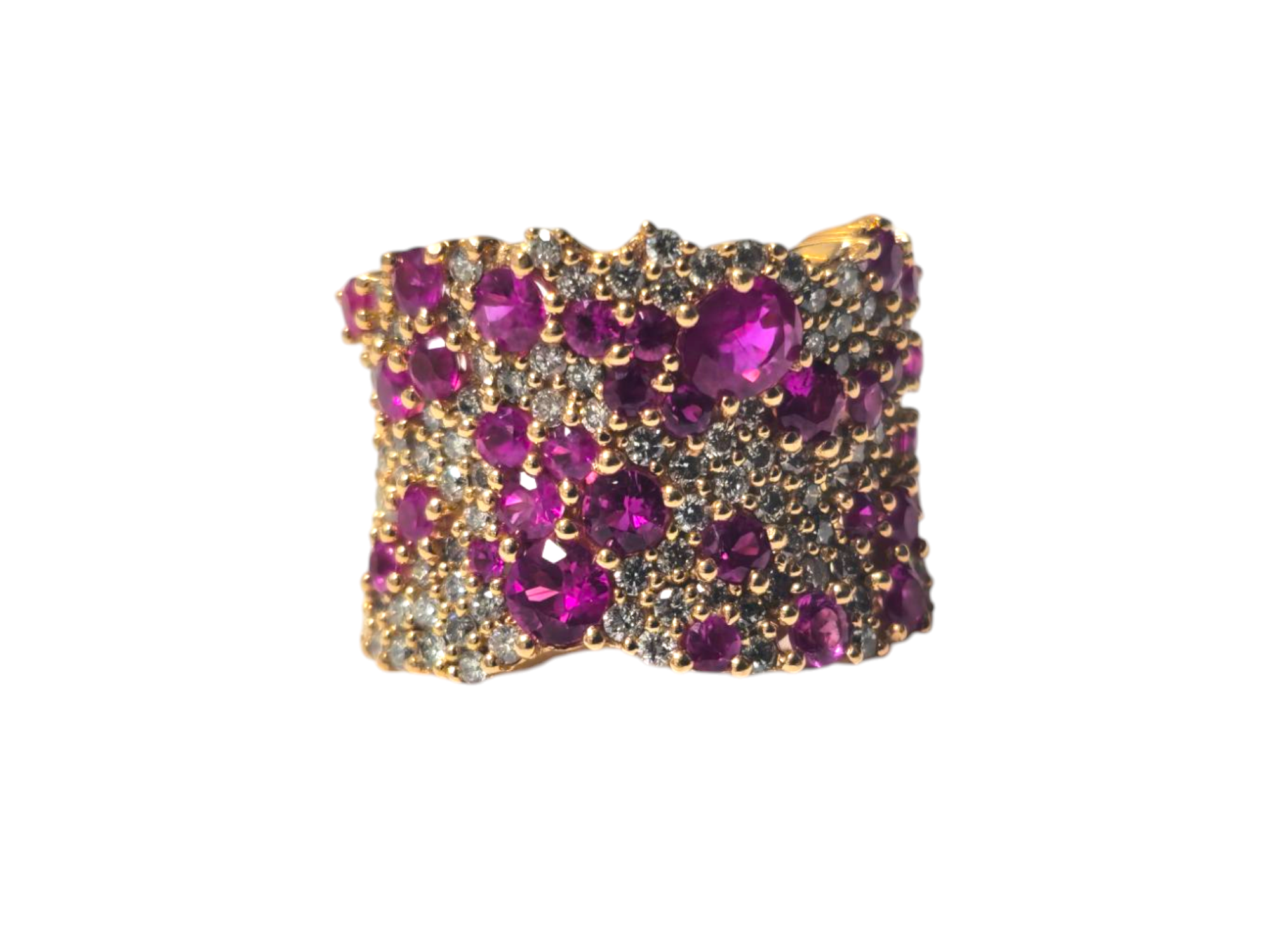 Contemporary Ruby & Diamond Ring 14k Gold